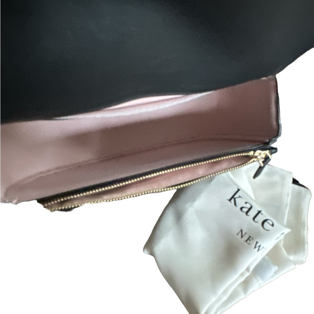 Kate Spade Black Leather Saddle Crossbody Bag NWT Gold Hardware Dust Bag Classic - Picture 11 of 17